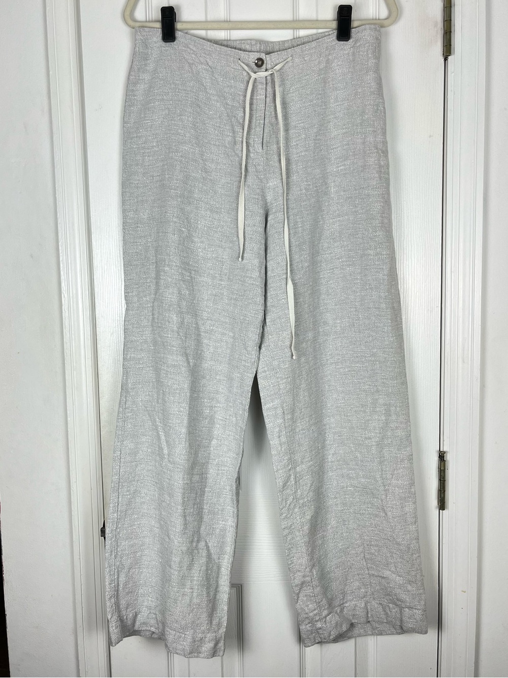 Soft Surroundings Linen High Rise Loungey Wide Leg Pants Sz M Gray Coastal Boho